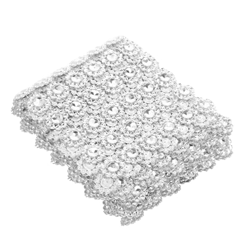 WEKAMOS Reihige Silberne Sonnenblumen Strassborte Zuschneidbares Dekoratives DIY Kostümzubehör Vielseitig Einsetzbar für Kleidung Hochzeit Gardinen und Bastelprojekte von WEKAMOS
