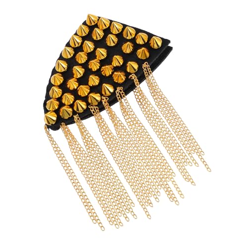 WEKAMOS Rivetten Schulterklappe mit Quasten und Kette Goldfarbene Vintage Epaulette Modisches Uniform Schulterabzeichen Langlebig und Stilvoll für Karneval und Punk Outfits WEKAMOS Rivetten Schulterklappe mit Quasten und Kette Goldfarbene Vintage Epaulette Modisches Uniform Schulterabzeichen Langlebig und Stilvoll für Karneval und Punk Outfits von WEKAMOS