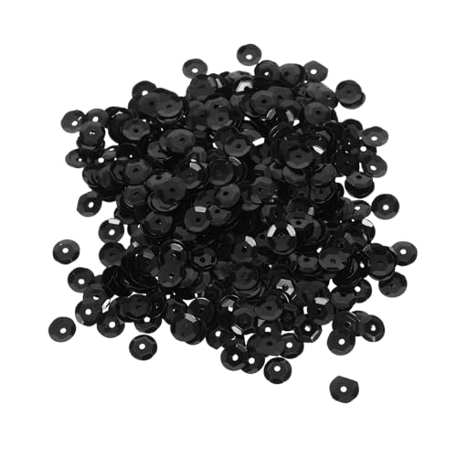 WEKAMOS Schwarze Pailletten zum Basteln für Packung Glitzernde Flache Schmuckdekoration für DIY Kunst und Handwerk von WEKAMOS
