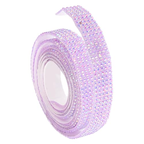 WEKAMOS Selbstklebendes Strassband Flach Harz DIY Bastelband für Kleidung Schuhe Dekorationen Leicht Zuschneidbar Vielseitig Verwendbar für Party Hochzeit Accessoires Zartem Lila von WEKAMOS