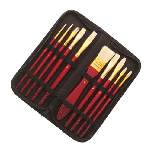 WEKAMOS Teiliges Bristle Ölmalpinsel mit Holzgriff Langlebige Stencil Pinsel für Aquarellmalerei Komfortabler Griff für Präzises Malen für Kreative Künstler und Bastelprojekte von WEKAMOS