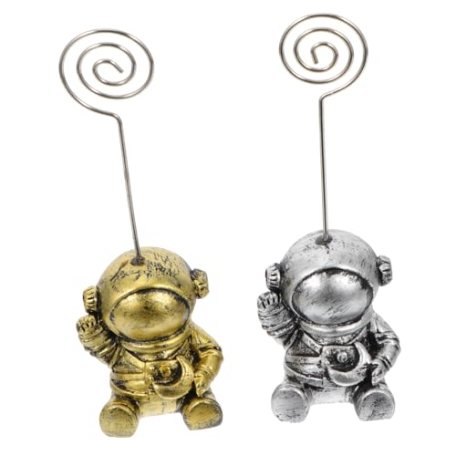 WEKAMOS Teiliges Memo Holder Astronaut aus Resin und Wiederverwendbare Tischkartenhalter mit Swirl Wire Design Dekorativer Desktop Organizer für Fotos Notizen Karten für Party Bankett von WEKAMOS