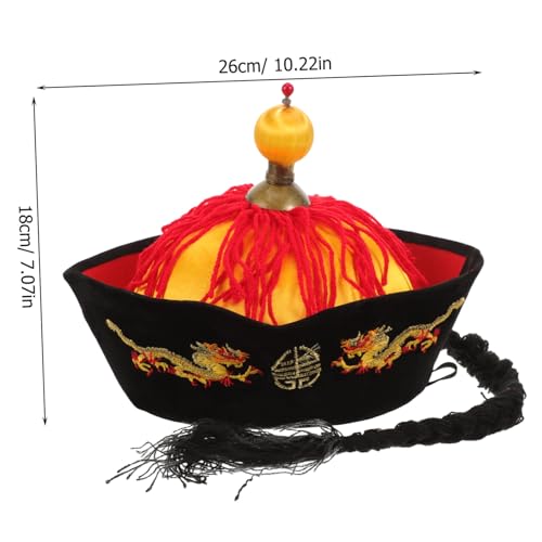 WEKAMOS Traditioneller Chinesischer Kaiserhut Qing Epoche mit Zöpfen und Pferdeschwanz Asiatischer Retro Kostümhut für Cosplay Party und Bühnenauftritte Einfache Handhabung WEKAMOS Traditioneller Chinesischer Kaiserhut Qing Epoche mit Zöpfen und Pferdeschwanz Asiatischer Retro Kostümhut für Cosplay Party und Bühnenauftritte Einfache Handhabung von WEKAMOS