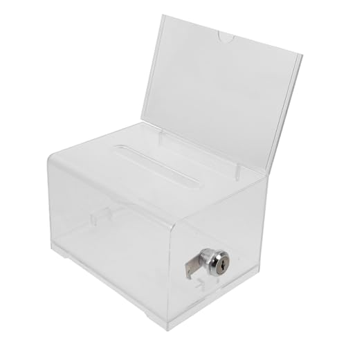 WEKAMOS Transparente Acryl Spendenbox mit Schloss Multifunktionale Wahlurne Vorschlags und Beschwerdebox für Faire Abstimmungen und Fundraising Langlebige Aufbewahrung für Geld und Briefe von WEKAMOS