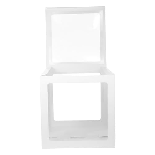 WEKAMOS Transparente Party Ballon Geschenkbox aus Papier und PVC Stabile Dekobox für Hochzeit Geburtstag Shower und Festliche Anlässe Weiße Ballonverpackung von WEKAMOS
