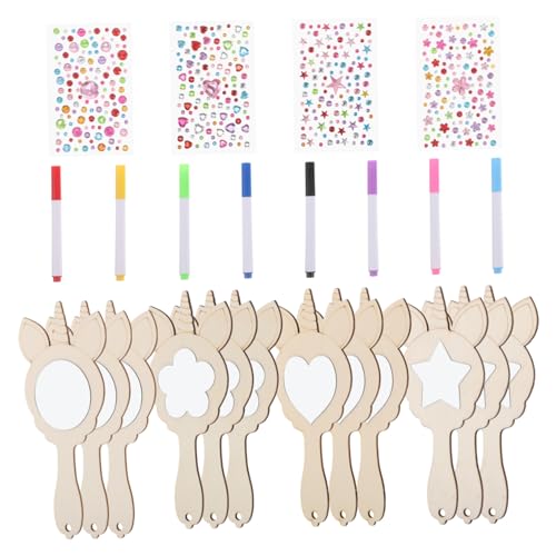 WEKAMOS Unvollendeter Einhorn Holzspiegel für DIY Bemalung Tragbarer Mini Handspiegel mit Perlschnee Deko Originelles Bastelset für Kinderparty und Prinzessin WEKAMOS Unvollendeter Einhorn Holzspiegel für DIY Bemalung Tragbarer Mini Handspiegel mit Perlschnee Deko Originelles Bastelset für Kinderparty und Prinzessin von WEKAMOS