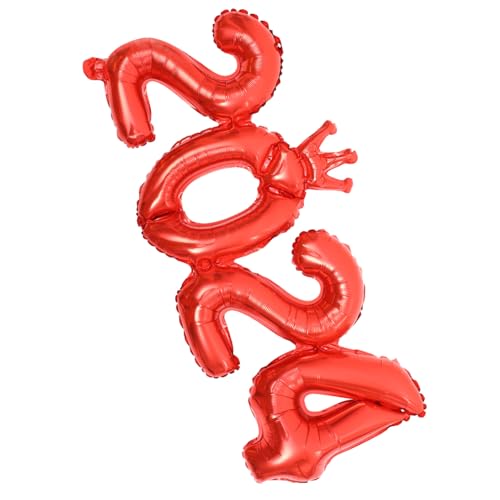 WEKAMOS Zahlen Folienballon Party Dekoration Aluminiumfolie Krone Design Rot Neujahr Silvester Feier Innen Außen Geeignet von WEKAMOS