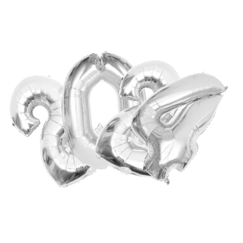 WEKAMOS Zahlenluftballons aus Aluminiumfolie Schlanke Silberne Neujahrsdeko Party-dekoration für Jahreswechsel Fotorequisite für Festliche Stimmung und Unvergessliche Momente von WEKAMOS