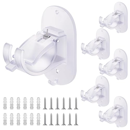 WEKIWGOT Gardinenstangehalter Ohne Bohren, Vorhangstangenhalter Selbstklebend mit Schrauben, Gardinenhaken, Stangenhalterung für Bad, Küche, Wohnzimmer, Schlafzimmer (Transparente - 6 Stück) von WEKIWGOT