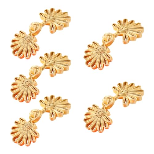 Chinesische Knoten-Knöpfe, 5 Paar, chinesischer Knoten, 4,5 cm, mehrfarbig (Beige-Gold) von WEKONUMEX