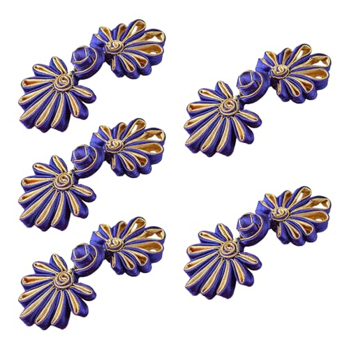 Chinesische Knoten-Knöpfe, 5 Paar, chinesischer Knoten, 4,5 cm, mehrfarbig (Blaugold) von WEKONUMEX