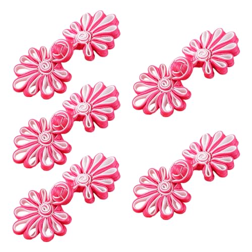 Chinesische Knoten-Knöpfe, 5 Paar, chinesischer Knoten, 4,5 cm, mehrfarbig (Rosarot und Weiß) von WEKONUMEX