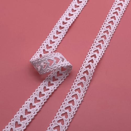 Vintage-Spitzenbordüre, 1,8 cm breit x 5 Yard weiße bilaterale gewellte Herz Baumwolle Stickerei Spitze(1 Lot 2 Yards) von WEKONUMEX