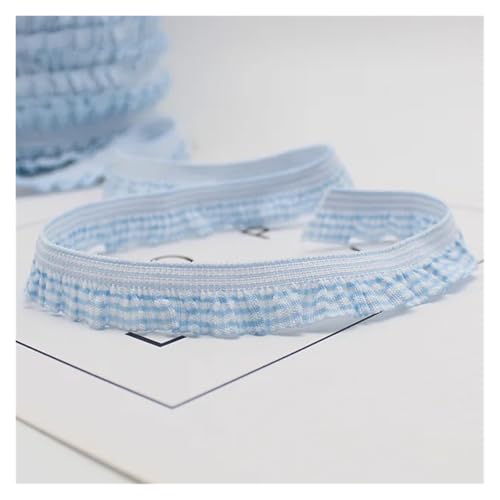 Vintage-Spitzenbordüre, 10 Yard elastische Farbe Plaid Spitze DIY Kopf Getriebe Hut Box Bogen gewebt Kleidung(Light blue) von WEKONUMEX