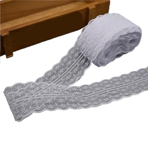 Vintage-Spitzenbordüre, 10 Yards 4,5 cm Spitzenband DIY Bekleidung Nähen Stoff Spitzenbesatz Geschenkartikel Verpackung Spitzenband(01 white) von WEKONUMEX