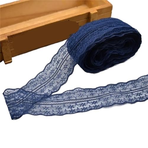Vintage-Spitzenbordüre, 10 Yards 4,5 cm Spitzenband DIY Bekleidung Nähen Stoff Spitzenbesatz Geschenkartikel Verpackung Spitzenband(03 blue1) von WEKONUMEX