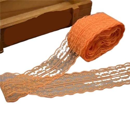 Vintage-Spitzenbordüre, 10 Yards 4,5 cm Spitzenband DIY Bekleidung Nähen Stoff Spitzenbesatz Geschenkartikel Verpackung Spitzenband(05 Dark Orange) von WEKONUMEX