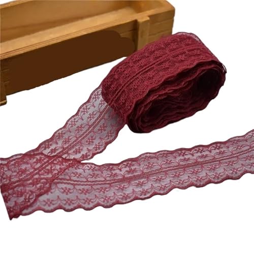 Vintage-Spitzenbordüre, 10 Yards 4,5 cm Spitzenband DIY Bekleidung Nähen Stoff Spitzenbesatz Geschenkartikel Verpackung Spitzenband(14 red1) von WEKONUMEX