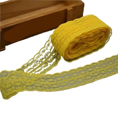 Vintage-Spitzenbordüre, 10 Yards 4,5 cm Spitzenband DIY Bekleidung Nähen Stoff Spitzenbesatz Geschenkartikel Verpackung Spitzenband(16 Yellow1) von WEKONUMEX