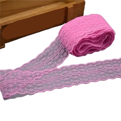 Vintage-Spitzenbordüre, 10 Yards 4,5 cm Spitzenband DIY Bekleidung Nähen Stoff Spitzenbesatz Geschenkartikel Verpackung Spitzenband(21 Dark Pink) von WEKONUMEX