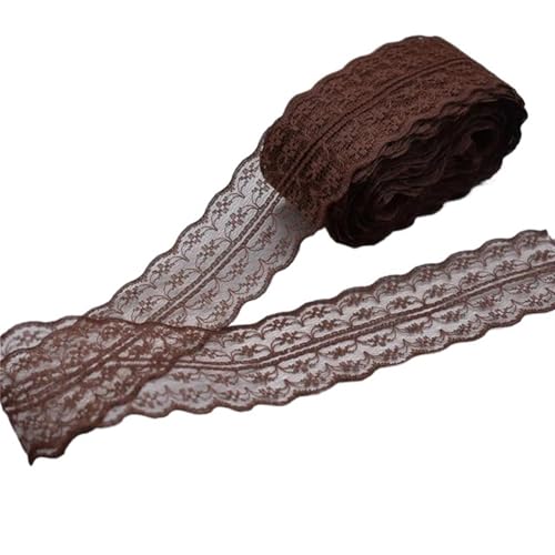 Vintage-Spitzenbordüre, 10 Yards 4,5 cm Spitzenband DIY Bekleidung Nähen Stoff Spitzenbesatz Geschenkartikel Verpackung Spitzenband(22 Dark Coffee) von WEKONUMEX