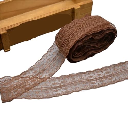 Vintage-Spitzenbordüre, 10 Yards 4,5 cm Spitzenband DIY Bekleidung Nähen Stoff Spitzenbesatz Geschenkartikel Verpackung Spitzenband(29 Light Coffee) von WEKONUMEX