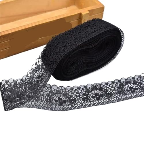 Vintage-Spitzenbordüre, 10 Yards Schöne Spitze for DIY Band Band 40MM Spitze Trim Bestickt(Black) von WEKONUMEX