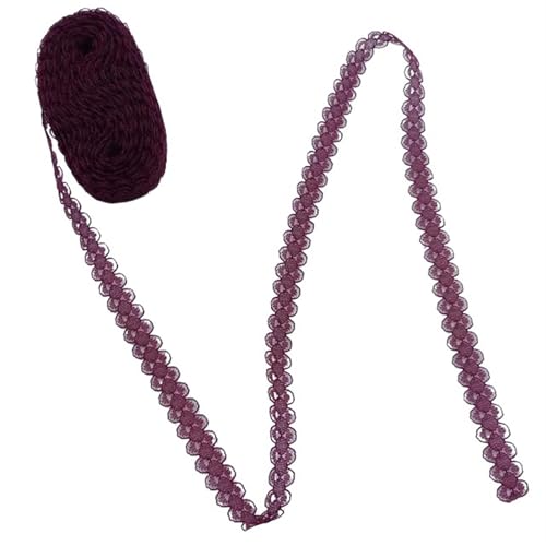 Vintage-Spitzenbordüre, 10M Spitze Bilateral Ribbon Trim Stoff bestickt Netz Breite 14MM(Purple red Lace) von WEKONUMEX