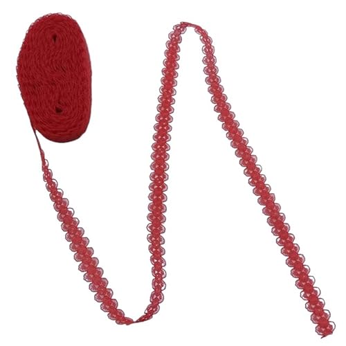 Vintage-Spitzenbordüre, 10M Spitze Bilateral Ribbon Trim Stoff bestickt Netz Breite 14MM(Red Lace) von WEKONUMEX