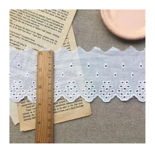 Vintage-Spitzenbordüre, 15 Yards Baumwolle bestickt weiße Blume Spitze Stoff breite Nähen(White 4) von WEKONUMEX