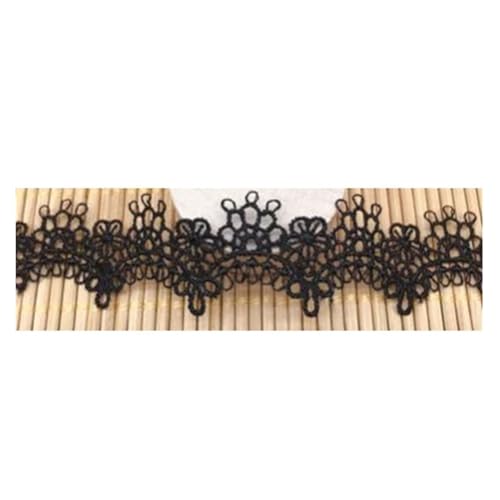 Vintage-Spitzenbordüre, 15 Yards zarte weiß schwarze Spitze Stickerei wasserlösliches Band(Black) von WEKONUMEX