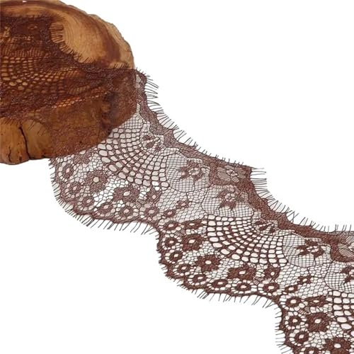 Vintage-Spitzenbordüre, 3 Yards DIY Spitze Stoff 9,5 cm Gurtband Besticktes Band(Brown) von WEKONUMEX