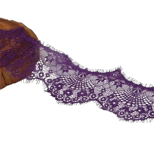 Vintage-Spitzenbordüre, 3 Yards DIY Spitze Stoff 9,5 cm Gurtband Besticktes Band(Purple) von WEKONUMEX