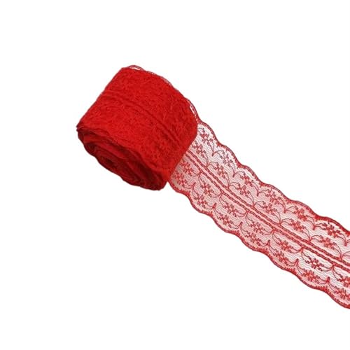 Vintage-Spitzenbordüre, 4,5 cm Spitzenband, DIY-Bastelband, Borte for Nähen von Blumenbändern(Red) von WEKONUMEX