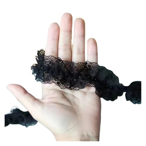 Vintage-Spitzenbordüre, 4CM Breite Stickerei Elastizität Tüll Spitze Stoff Trim Band DIY Nähen Rüschen Applique Kragen Kleid Decor(Black) von WEKONUMEX