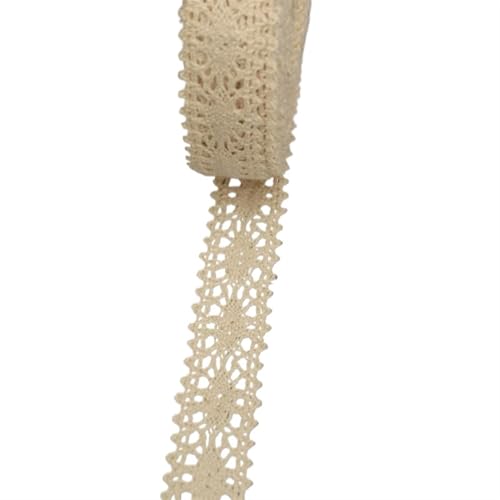 Vintage-Spitzenbordüre, 5 Meter Baumwollspitzenbesatz Beige Nähbesatz Häkelspitzenstoff(15A) von WEKONUMEX