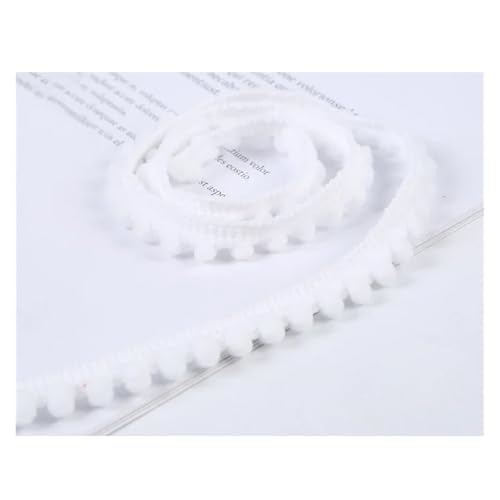 Vintage-Spitzenbordüre, 50 Yards Tiny Ball Fringe Trim Spitze Trim Ball Fringe Band(01 White) von WEKONUMEX