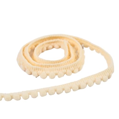 Vintage-Spitzenbordüre, 50 Yards Tiny Ball Fringe Trim Spitze Trim Ball Fringe Band(02 Beige) von WEKONUMEX