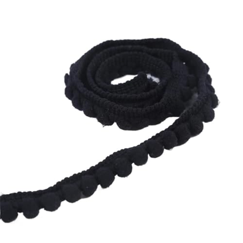 Vintage-Spitzenbordüre, 50 Yards Tiny Ball Fringe Trim Spitze Trim Ball Fringe Band(31 black) von WEKONUMEX