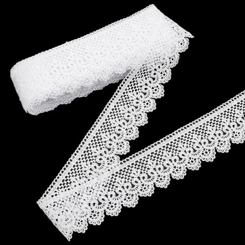 Vintage-Spitzenbordüre, 7,5 Yards Stickerei Öse Spitze Trim Band 2-5/8 Zoll breit Scalloped Stickerei von WEKONUMEX