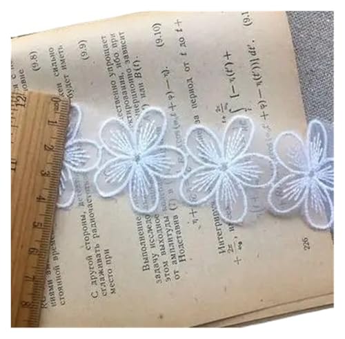 Vintage-Spitzenbordüre, Bestickte weiße Blumenspitze Stoff Nähen DIY Trim Tüll Applikation Band(White 2) von WEKONUMEX
