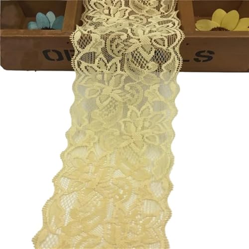 Vintage-Spitzenbordüre, Breite 8 cm elastische Spitze Nähband weiß bestickte Stretch-Spitze(Color10) von WEKONUMEX