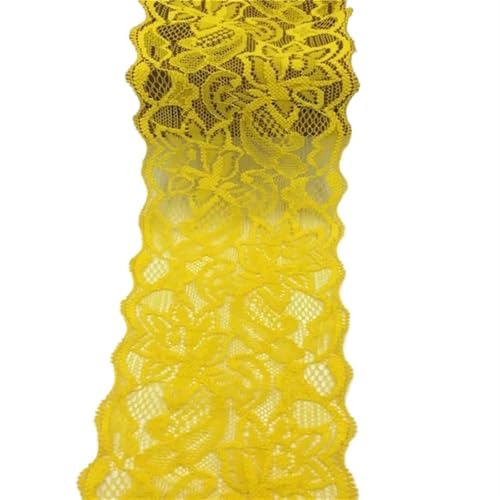 Vintage-Spitzenbordüre, Breite 8 cm elastische Spitze Nähband weiß bestickte Stretch-Spitze(Yellow1) von WEKONUMEX