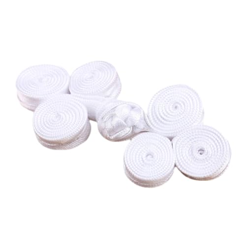 WEKONUMEX Chinesische Knoten Knöpfe zum Annähen Verschluss Chinese Knot Buttons Pack of 2 Multicolor 2.36 Inch(White) von WEKONUMEX