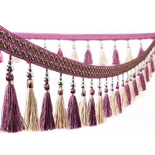 WEKONUMEX Fransenbesatz, 1 Meter geflochtene hängende Perlen Fransenbesatz for Vorhang Nähen Perlen Anhänger Nähen Trim(Dark Purple) von WEKONUMEX