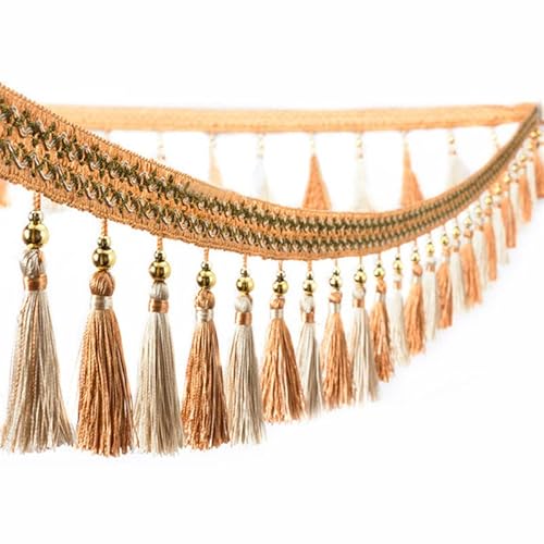 WEKONUMEX Fransenbesatz, 1 Meter geflochtene hängende Perlen Fransenbesatz for Vorhang Nähen Perlen Anhänger Nähen Trim(Oranje) von WEKONUMEX