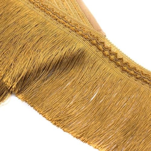 WEKONUMEX Fransenbesatz, 11,5 Meter 17cm Breites Spitzenband Fransenbesatz Quaste Trimmen Nähen Band(Dark Gold) von WEKONUMEX