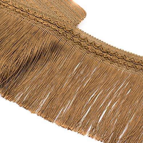 WEKONUMEX Fransenbesatz, 11,5 Meter 17cm Breites Spitzenband Fransenbesatz Quaste Trimmen Nähen Band(Light Coffee) von WEKONUMEX