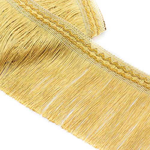 WEKONUMEX Fransenbesatz, 11,5 Meter 17cm Breites Spitzenband Fransenbesatz Quaste Trimmen Nähen Band(Light Gold) von WEKONUMEX