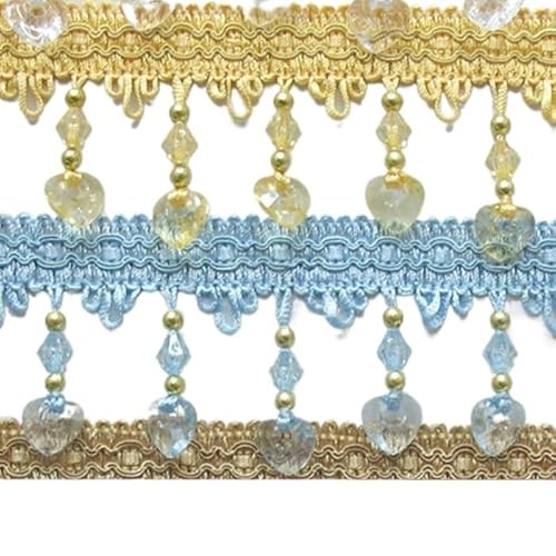 WEKONUMEX Fransenbesatz, 12 Yards Braid Perlen Anhänger Quaste Fringe Trim Vorhang Sofa Lampenschirme Hause Nähen Handwerk von WEKONUMEX